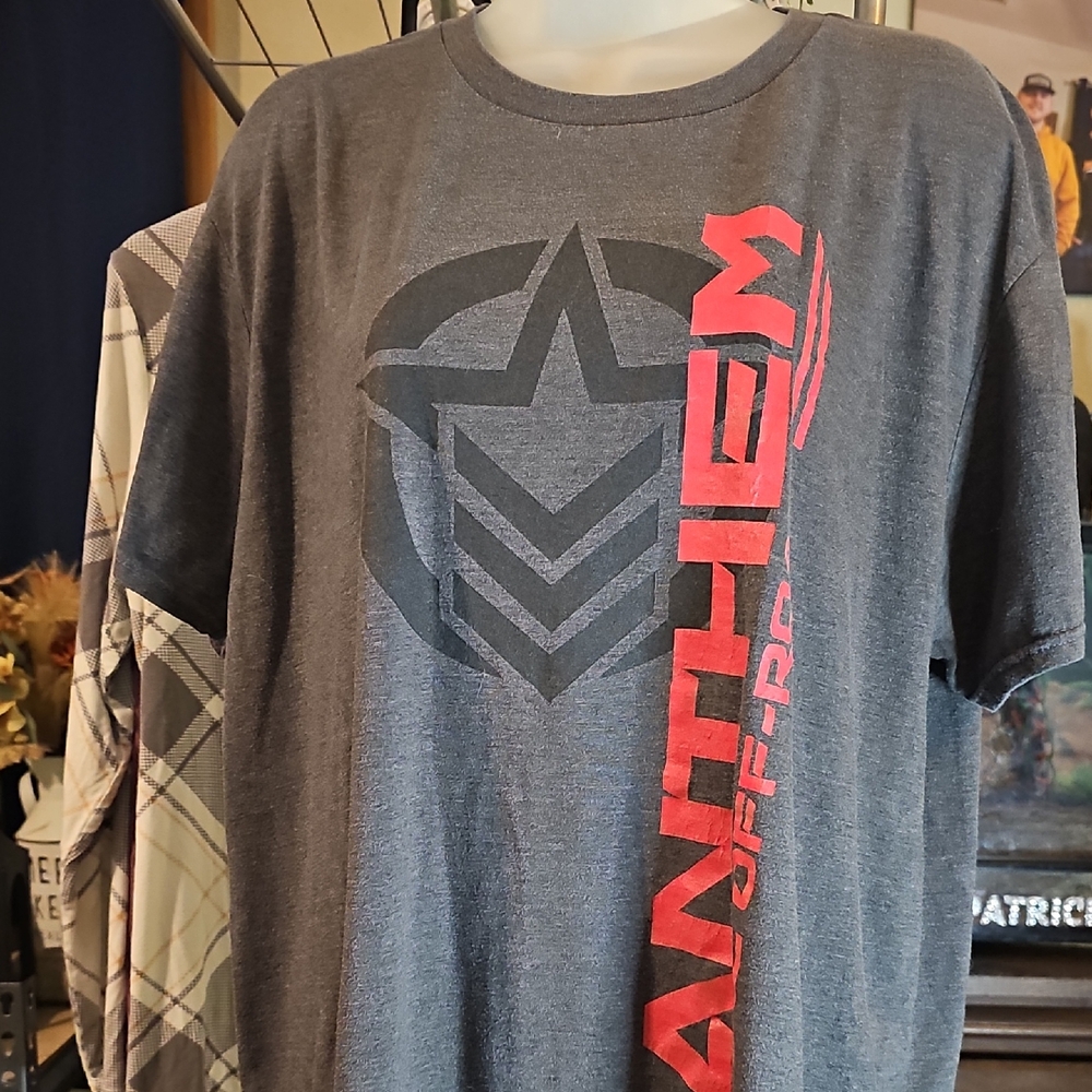 Gray and Red Men's T-Shirt